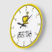 Es ist Beach Time! Gelb Große Wanduhr (Winkel)