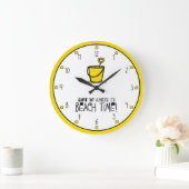 Es ist Beach Time! Gelb Große Wanduhr (Zuhause)