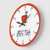 Es ist Beach Time! Orange-Red Große Wanduhr (Winkel)