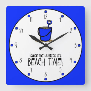 Es ist Beach Time! Quadratische Wanduhr