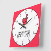 Es ist Beach Time! Rot Quadratische Wanduhr (Winkel)