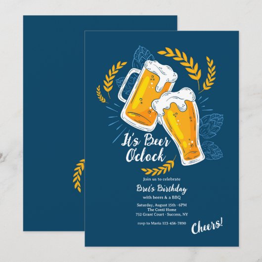 Es ist Beer O'Clock Einladung (Vorne/Hinten)