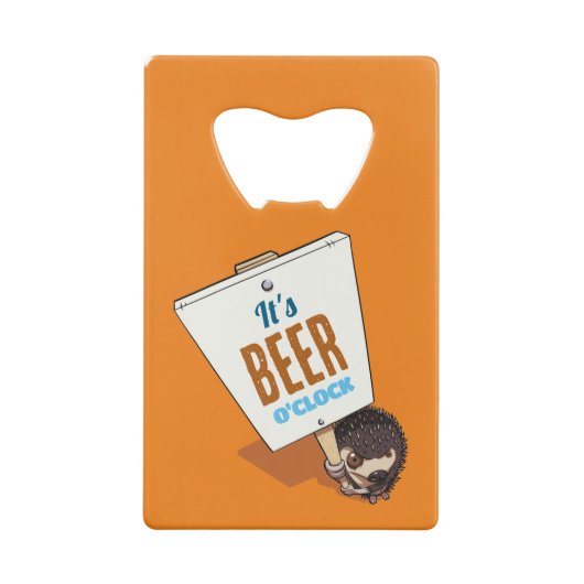 Es ist Beer O'Clock Niedlich Funny Igel Cartoon Geldbeutel Flaschenöffner (Rückseite)