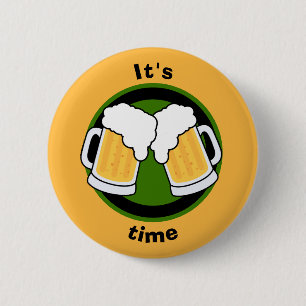 "Es ist Bierzeit!" Biergläser Button