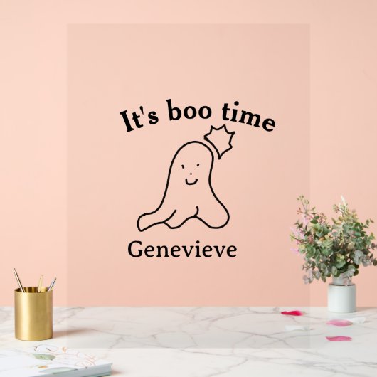 Es ist boo Name Halloween Datum Geister schwarz Acrylschild (Hochzeit)