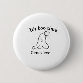 Es ist boo Name Halloween Datum Geister schwarz Button (Vorderseite)