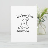 Es ist boo Name Halloween Datum Geister schwarz Einladung (Stehend Vorderseite)