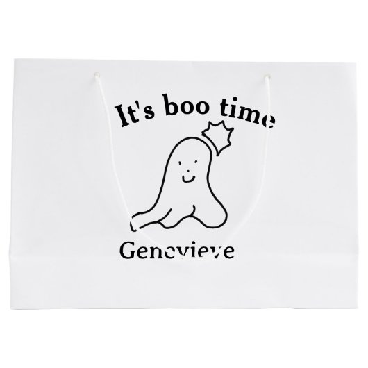Es ist boo Name Halloween Datum Geister schwarz Große Geschenktüte (Rückseite)