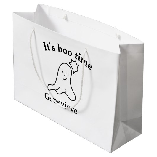 Es ist boo Name Halloween Datum Geister schwarz Große Geschenktüte (Rückseite Schrägansicht)