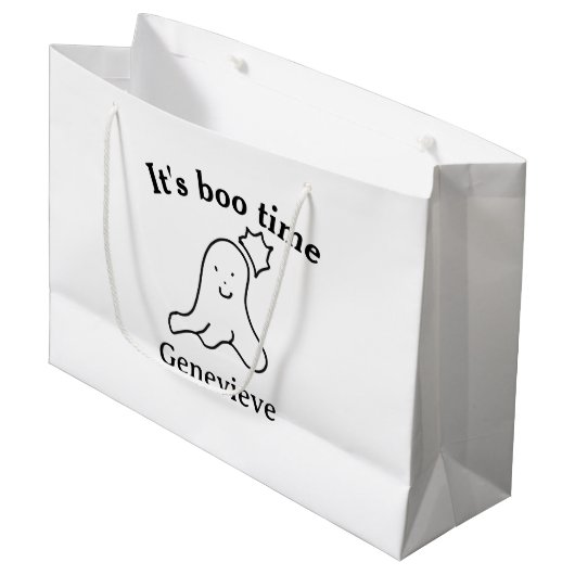 Es ist boo Name Halloween Datum Geister schwarz Große Geschenktüte (Vorderseite Schrägansicht)