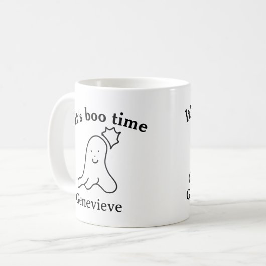 Es ist boo Name Halloween Datum Geister schwarz Kaffeetasse (Vorderseite Links)