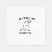 Es ist boo Name Halloween Datum Geister schwarz Serviette (Vorderseite)