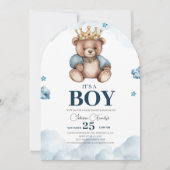ES IST BOY Bear Baby Shower Einladung (Vorderseite)