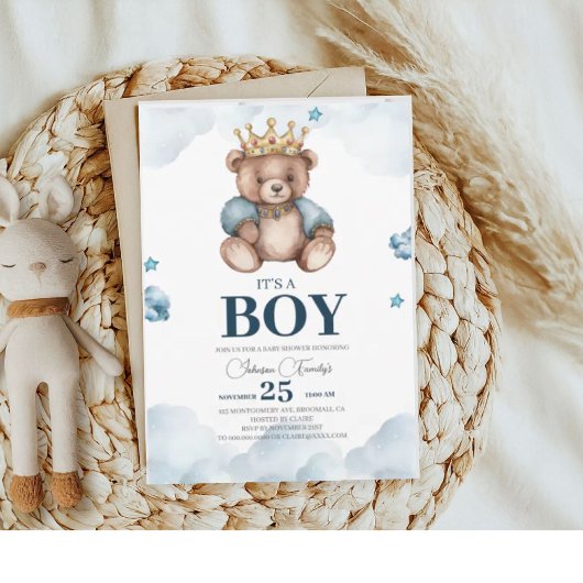 ES IST BOY Bear Baby Shower Einladung