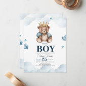 ES IST BOY Bear Baby Shower Mitteilungskarte (Vorderseite/Rückseite Beispiel)