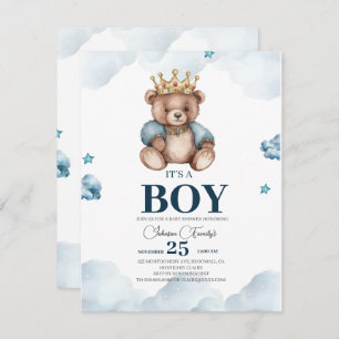 ES IST BOY Bear Baby Shower Mitteilungskarte
