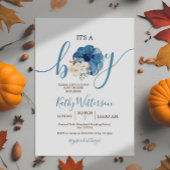 Es ist Boy Navy Pumpkin Rustic Floral Baby Shower Einladung