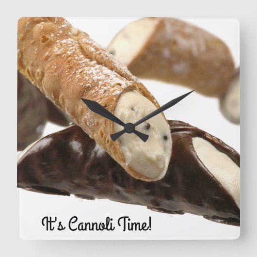 Es ist Cannoli Time Clock Quadratische Wanduhr (Vorderseite)