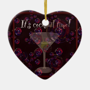 Es ist Cocktail-Zeit, lustige Martini-Blasen Muste Keramik Ornament