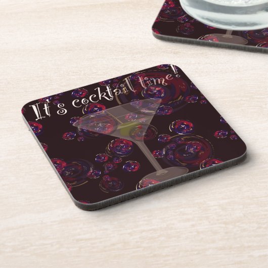 Es ist Cocktail-Zeit, lustige Martini-Blasen Muste Untersetzer (Linke Seite)