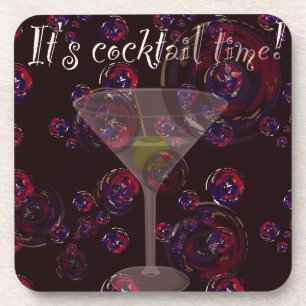 Es ist Cocktailzeit, lustiges Martini-Blasen-Muste Untersetzer