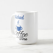 Es ist Coffee Time Blue Design Kaffeetasse (Vorderseite Links)