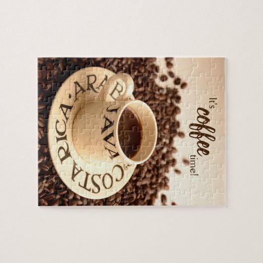 Es ist Coffee Time Espresso Cup und Coffee Boans Puzzle (Horizontal)