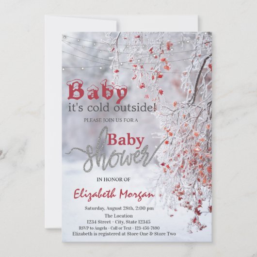 Es ist Cold Winter Wonderland Snow Baby Dusche Einladung (Vorderseite)