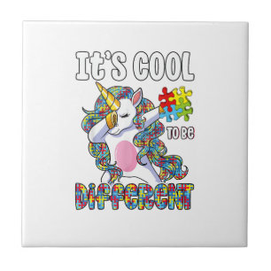 Es ist cool anders zu sein Dabbing Einhorn Autismu Fliese