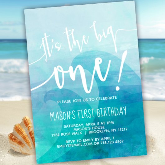 Es ist das Big One Wave 1st Birthday Invitation Su Einladung