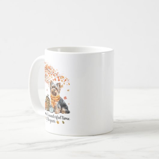 Es ist das wunderbarste Time Yorkie Pumpkins Autum Kaffeetasse (Vorderseite Links)