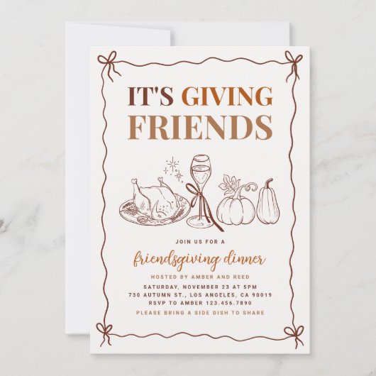 Es ist, den Freunden ein modernes Abendessen zu ge Einladung (Vorderseite)