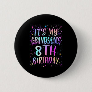 Es ist der 8. Geburtstag meines Enkels, farbenfroh Button