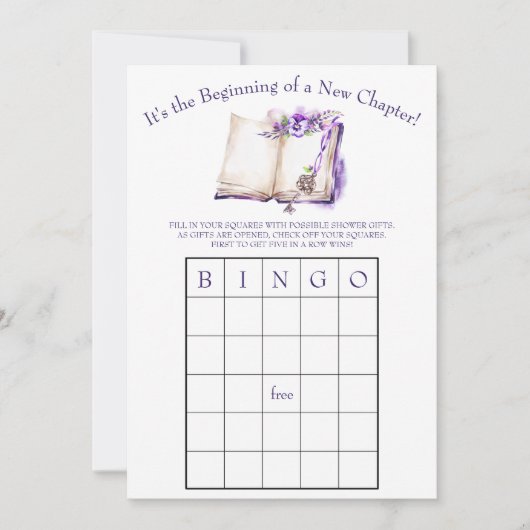 Es ist der Anfang eines neuen Kapitels! BINGO-Spie Einladung (Vorderseite)