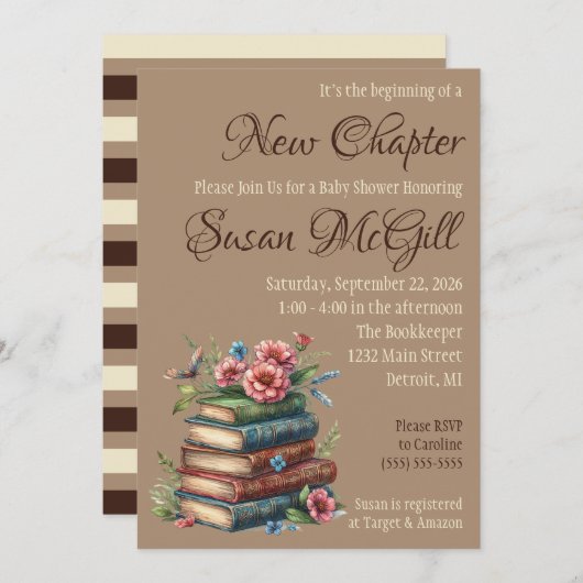 Es ist der Beginn einer neuen Kapitel-Baby-Dusche Einladung (Vorne/Hinten)