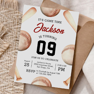 Es ist die Geburtstagspartei von Game Time Basebal Einladung
