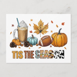 Es ist die Herbstsaison mit Football und Kaffee Feiertagspostkarte