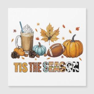 Es ist die Herbstsaison mit Football und Kaffee Magnetkarte
