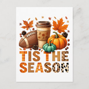 Es ist die Herbstsaison mit Football und Kaffee Postkarte