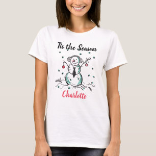 Es ist die Jahreszeit Doodle Schneemann Schneefloc T-Shirt