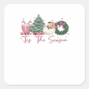 Es ist die Jahreszeit Frohe Weihnachten Süße Xmas- Quadratischer Aufkleber