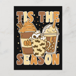 Es ist die Jahreszeit Groovy Pumkin Kaffee mit Vin Feiertagspostkarte