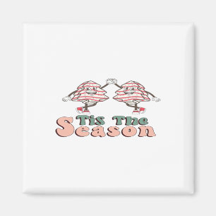 Es ist die Jahreszeit Retro Groovy Weihnachten Vin Magnet