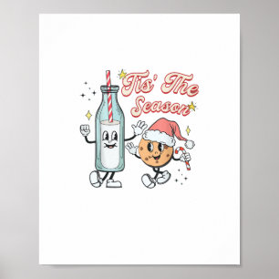 Es ist die Jahreszeit Retro Milch und Kekse Weihna Poster