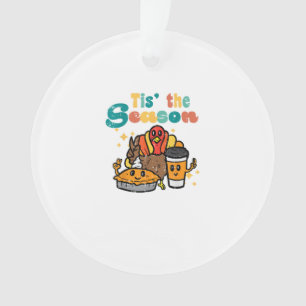 Es ist die Jahreszeit Truthahn Kaffee Retro Ernted Ornament