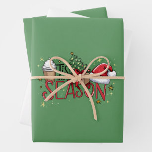 Es ist die Jahreszeit Weihnachtsbaum Latte Kaffee  Geschenkpapier Set
