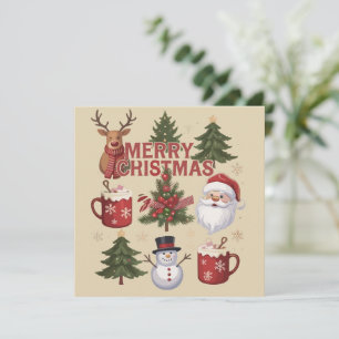 Es ist die Jahreszeit Weihnachtsbaum Santa Latte W Feiertagskarte