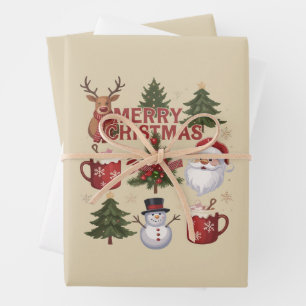 Es ist die Jahreszeit Weihnachtsbaum Santa Latte W Geschenkpapier Set