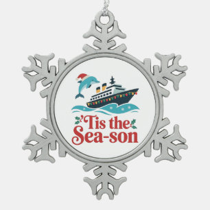 es ist die Meer-eszeit Lustige Kreuzfahrt Familie Schneeflocken Zinn-Ornament