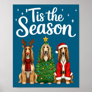 Es ist die Saison Afghan Hound Weihnachten Santa H Poster